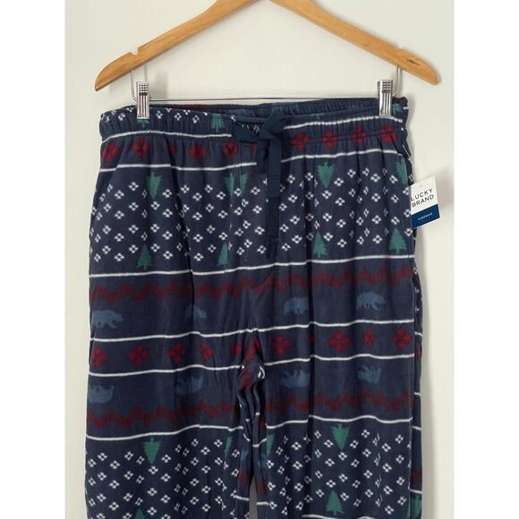 Lucky Brand Men's Fleece Pajama Pants Size Large Holiday Festive NEW k18 - Picture 2 of 11